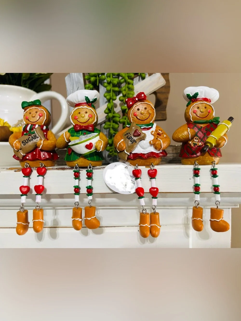 4pc ADORABLE Gingerbread Sitters For Canisters/Rae Dunn/Rolling Pins, & MORE